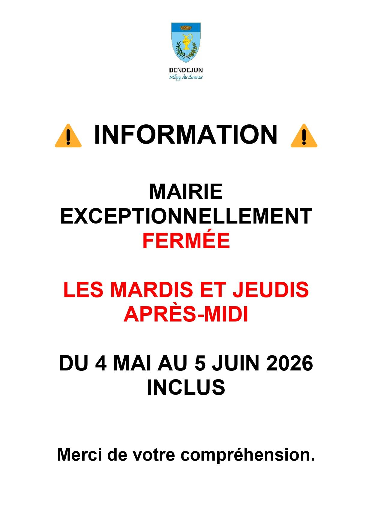 Mairie fermee
